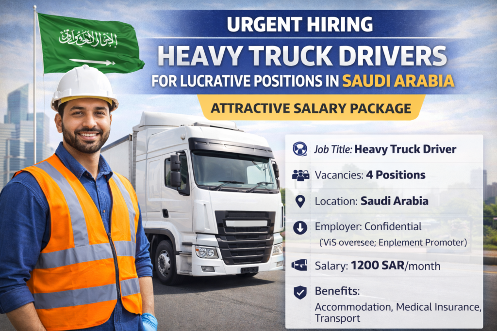 Urgent Hiring Heavy Truck Drivers for Lucrative Positions in Saudi Arabia