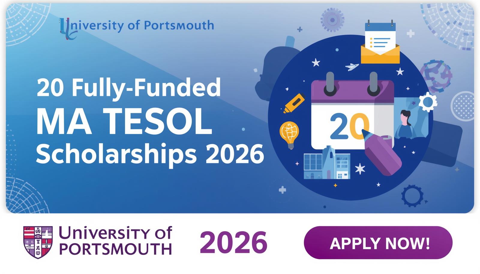 20 Fully Funded MA TESOL Scholarships for 2026 at University of Portsmouth - studyilm